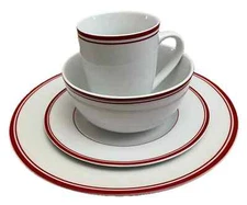 Amazon Dinnerware Collection Red and White Basics Cafe Stripe Cottagecore