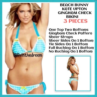 BEACH BUNNY VINTAGE KATE UPTON 3 PC GINGHAM CHECK BIKINI $449