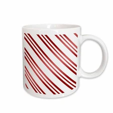 3dRose Christmas Candy Cane Stripe Red and White Mug