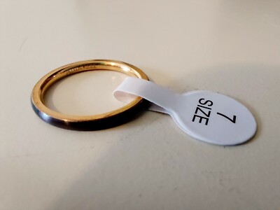 Size 7 Black & Gold Titanium Unisex Band Ring. New. Opened only for photographin