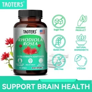 Rhodiola Rosea 1000 mg 120 Capsules végétaliennes, l'anxiété de soutien de l'humeur & Soulagement du stress