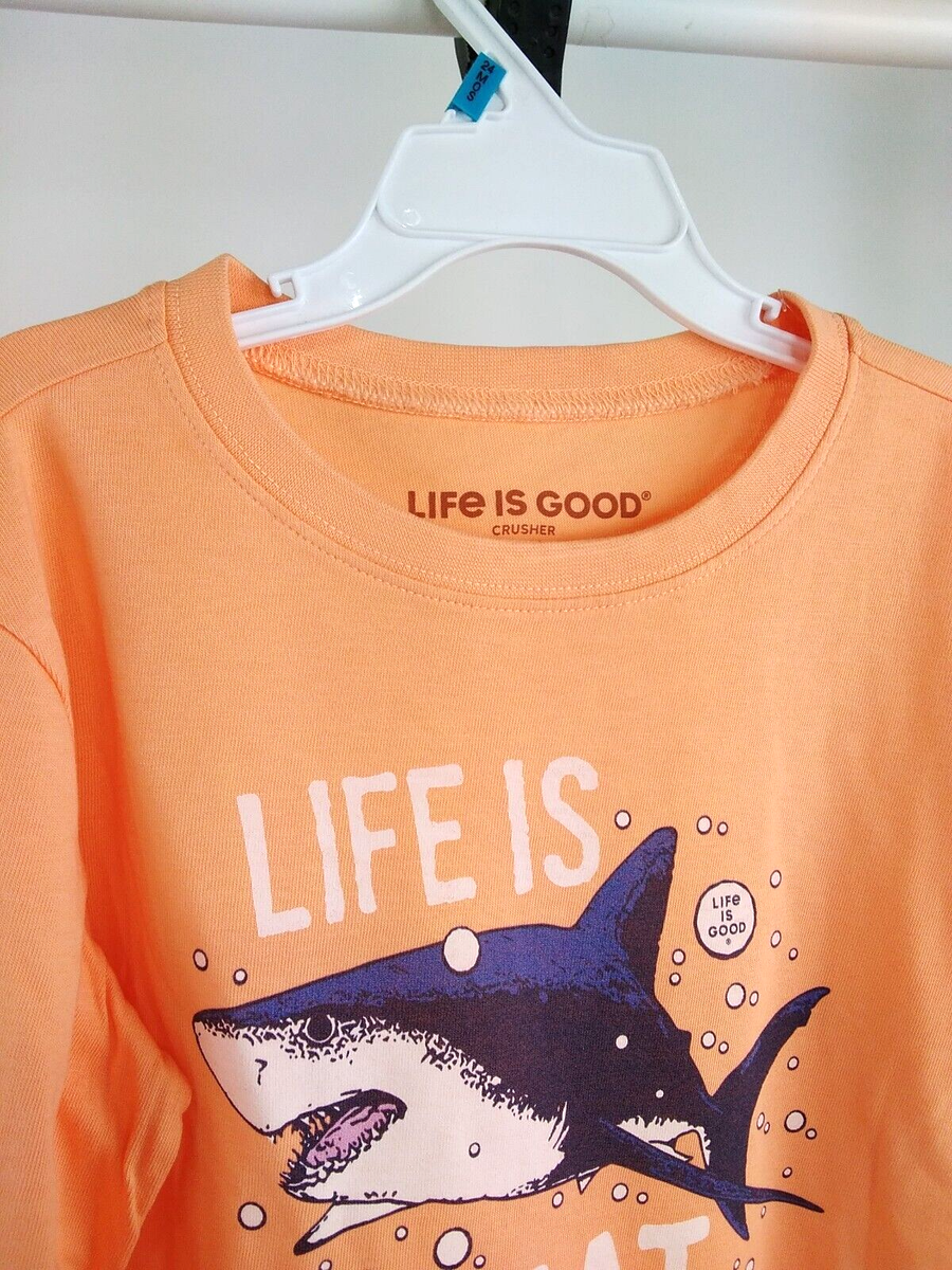 Life is Good Kid Long Sleeve Crusher Tee Life Is Great Shark