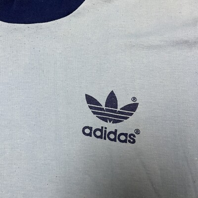 Vintage 80s Adidas Trefoil Ringer 3 Stripes T Shirt L | eBay