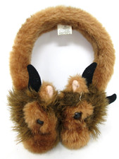 Plush Stuffed Buffalo Bison Ear Muffs Warmers Winter Childs Kids Small Size