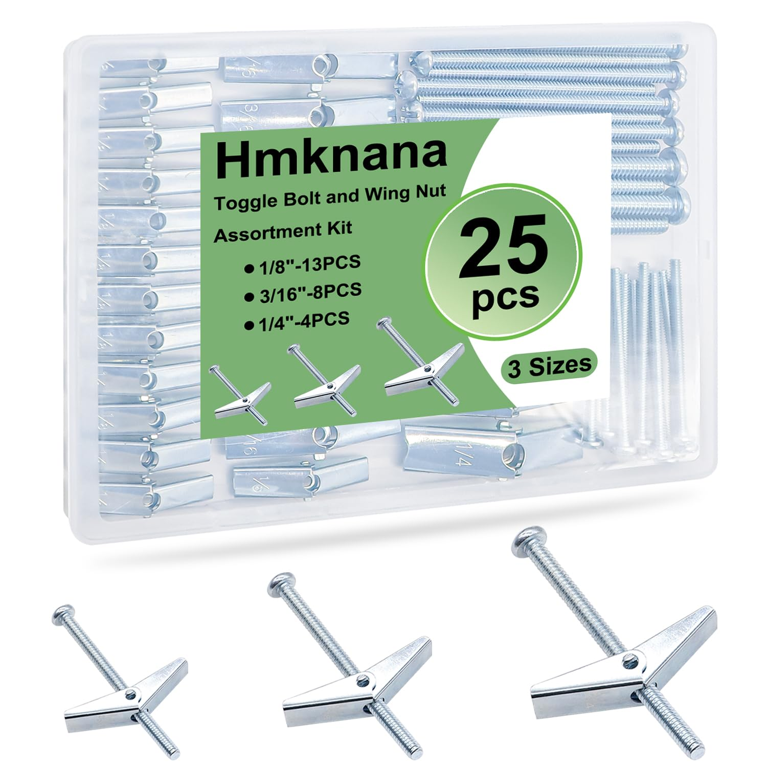 25Pcs Wall Anchors Toggle Bolts for Drywall, 1/4