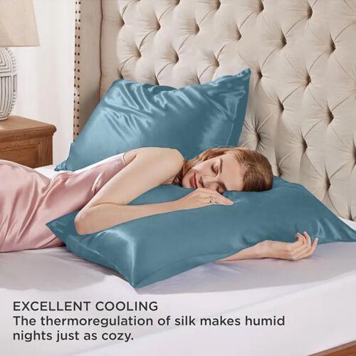 Premium Satin Silk Pillowcases For Hair And Skin 2 Pack Soft Pillow Cases Covers - Picture 76 of 137