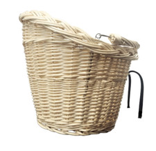 BIKE BASKET WICKER FRONT WHITE WITH HANDLE LARGE