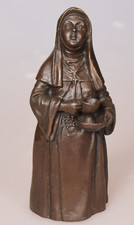 Bronze Glocke Kirchenglocke Tischglocke Nonne Klosterfrau Frau Bronzefigur