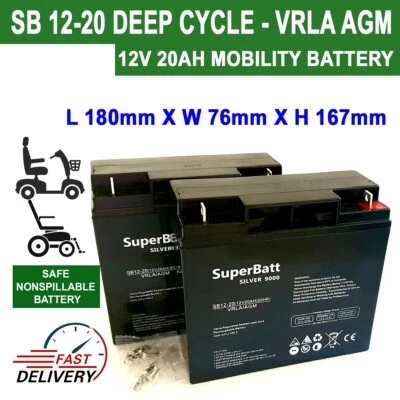 SUPERBATT 2 x SB 12V 20AH (Replace 17AH 18AH 19AH 21AH 22AH) VRLA AGM Battery No Spill