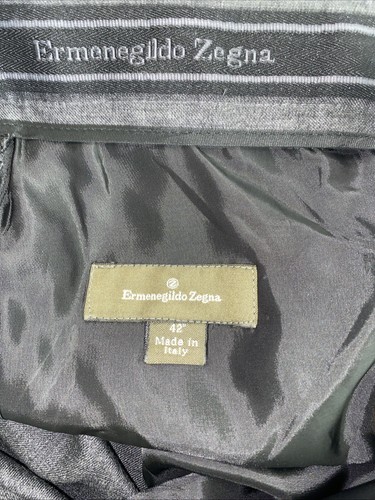 Pantalones Ermenegildo Zegna 100% Lana Lana Hombres 38" Frente Plano Carbón Italia - Imagen 3 de 14