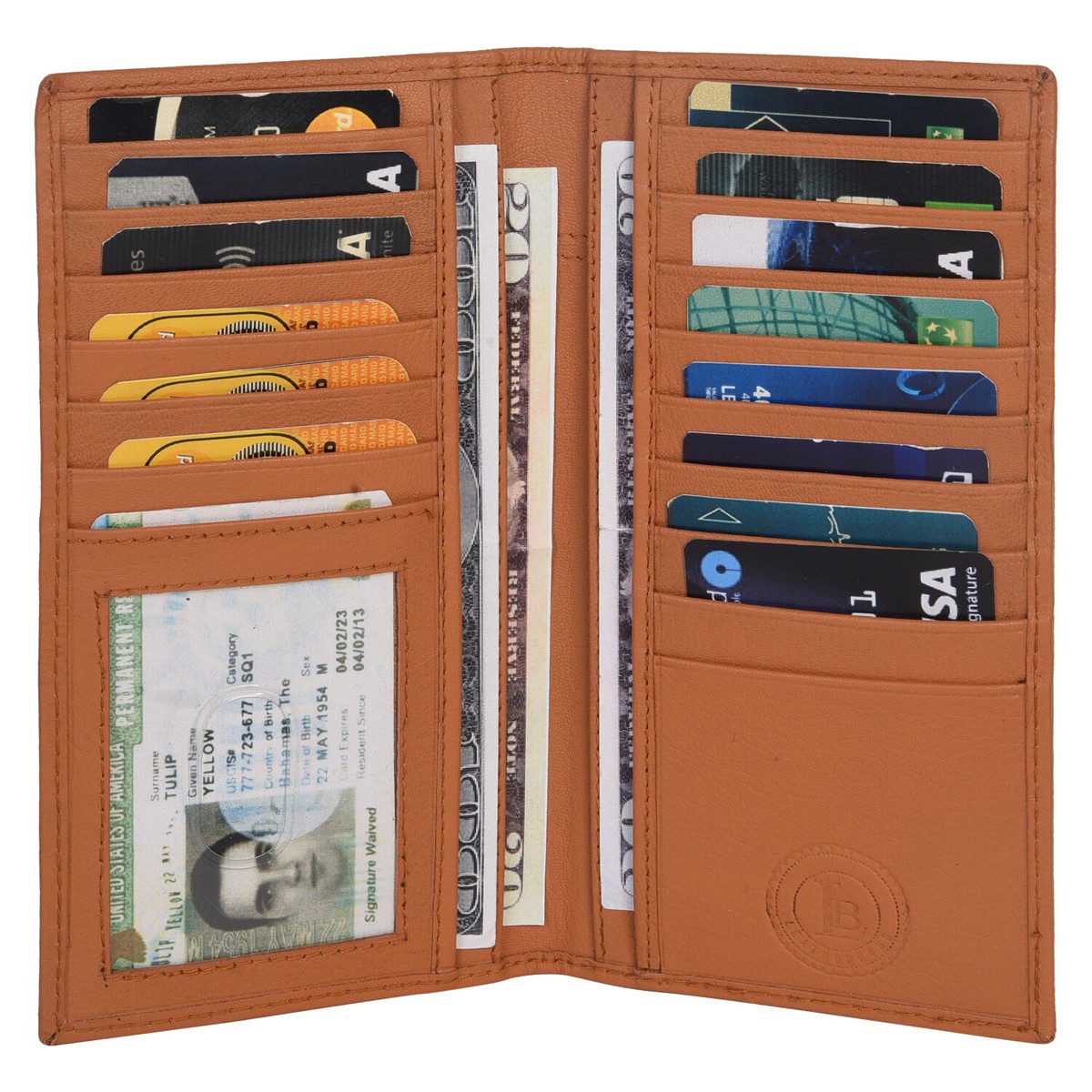 Leatherboss Genuine Leather Checkbook Cover & Credit Card Holder - Men's Wallet