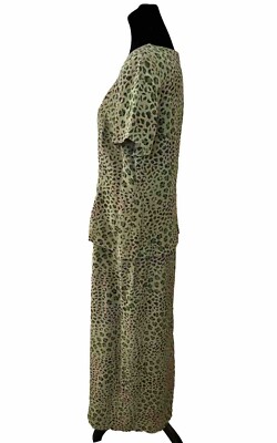 Vintage Spenser Jeremy Dress Sz 12 Silk Maxi Green Leopard Print Wedding  Guest | eBay