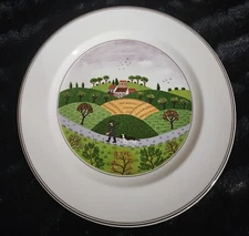 Villeroy & Boch Naif Dinner Plate 10.5" Laplau 6 Hunter and Dog Countryside EUC