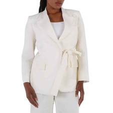 Chloe Ladies Iconic Milk Double-breasted Belted Blazer Jacket