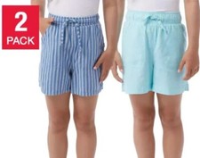 32 Degrees Youth Girls Size XS 5/6 Blue 2-Pack Linen Blend Shorts NWT