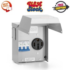 50 Amp Temporary RV Power Outlet with Breaker, Briidea Outdoor Breaker Box w...
