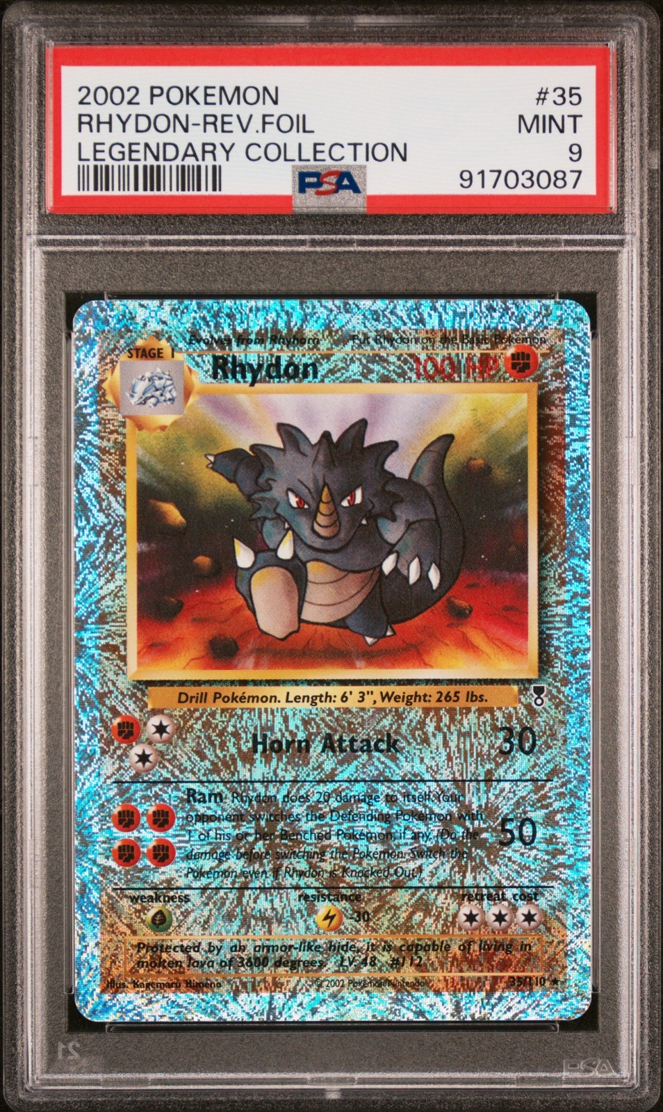 2002 POKEMON LEGENDARY COLLECTION Rhydon #35 REVERSE HOLO PSA 9