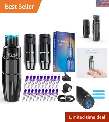 Lightweight Wireless Tattoo Machine with 2 Batteries & 20 Cartridges for Lining