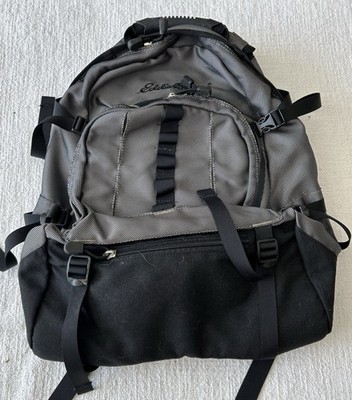 Eddie Bauer Large Backpack Rucksack Touring Hiking Camping W/ Rainfly Gray Black