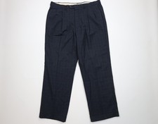 Vtg 70s Streetwear Mens 36x30 Faded Wool Blend Wide Leg Chino Pants Plaid USA