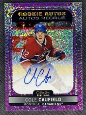 21-22 O-PEE-CHEE OPC PLATINUM #201  ** COLE CAUFIELD **  Violet Pixels 💎AUTO💎
