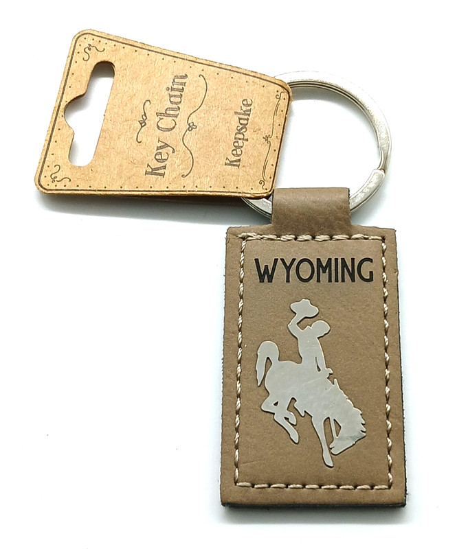 Vintage NOS Leather Wyoming Cowboy Horse Keychain Keyring