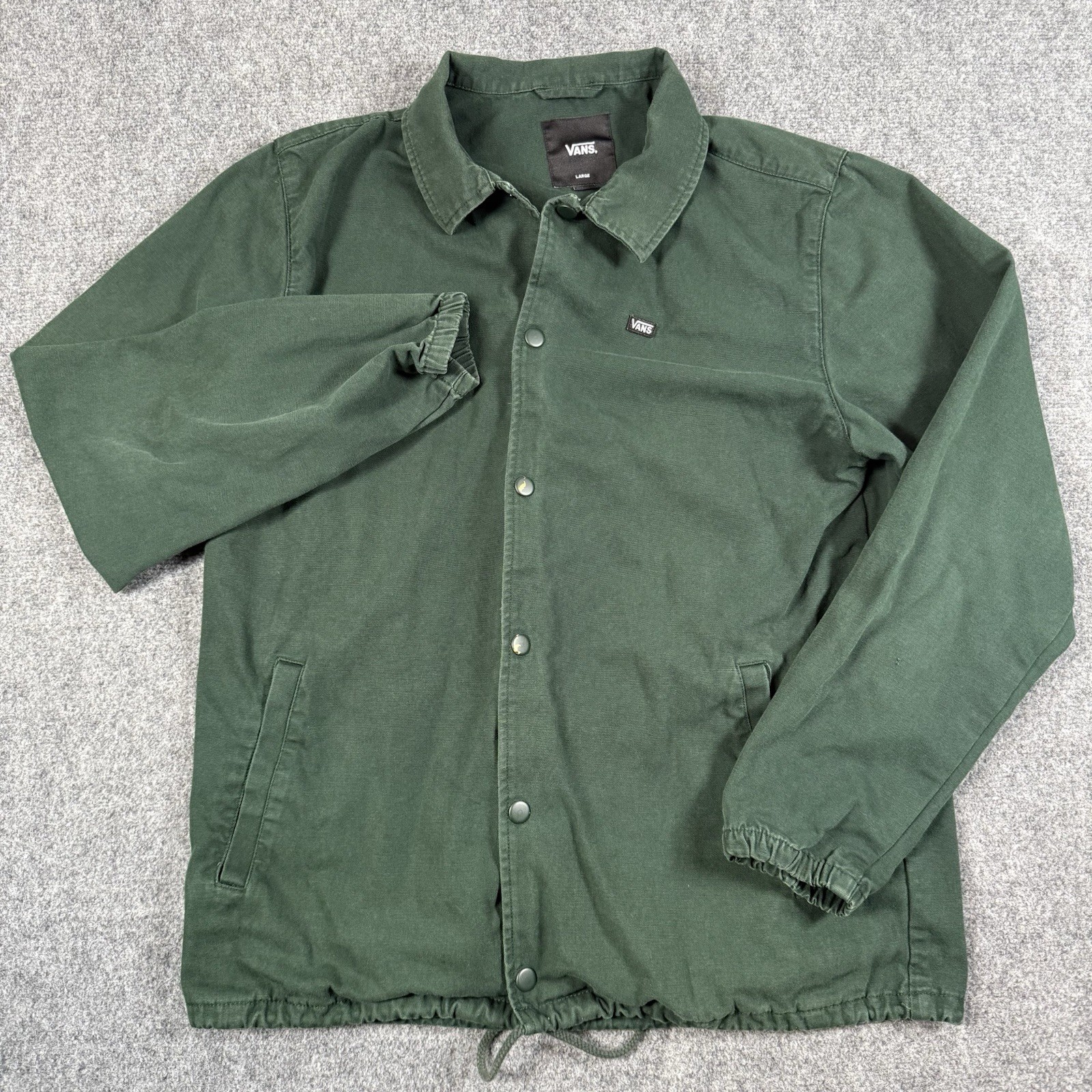 🟢 Vans Torrey Canvas Coach Jacket Large Green Button Up Windbreaker Skate