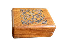 Hawaiian Carved Koa Wood Hinged Trinket Box Made In Hawaii Signed Quilt Pattern