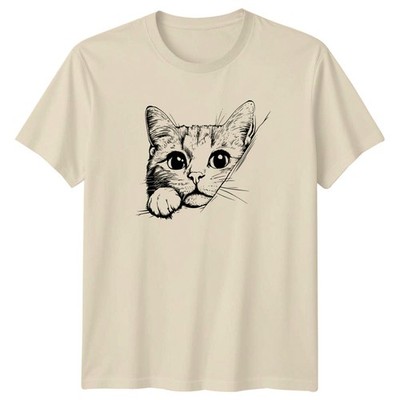 Peeking Cat Graphic Tee Tiere Katzen Unisex T-Shirt Herren Damen Oberteil