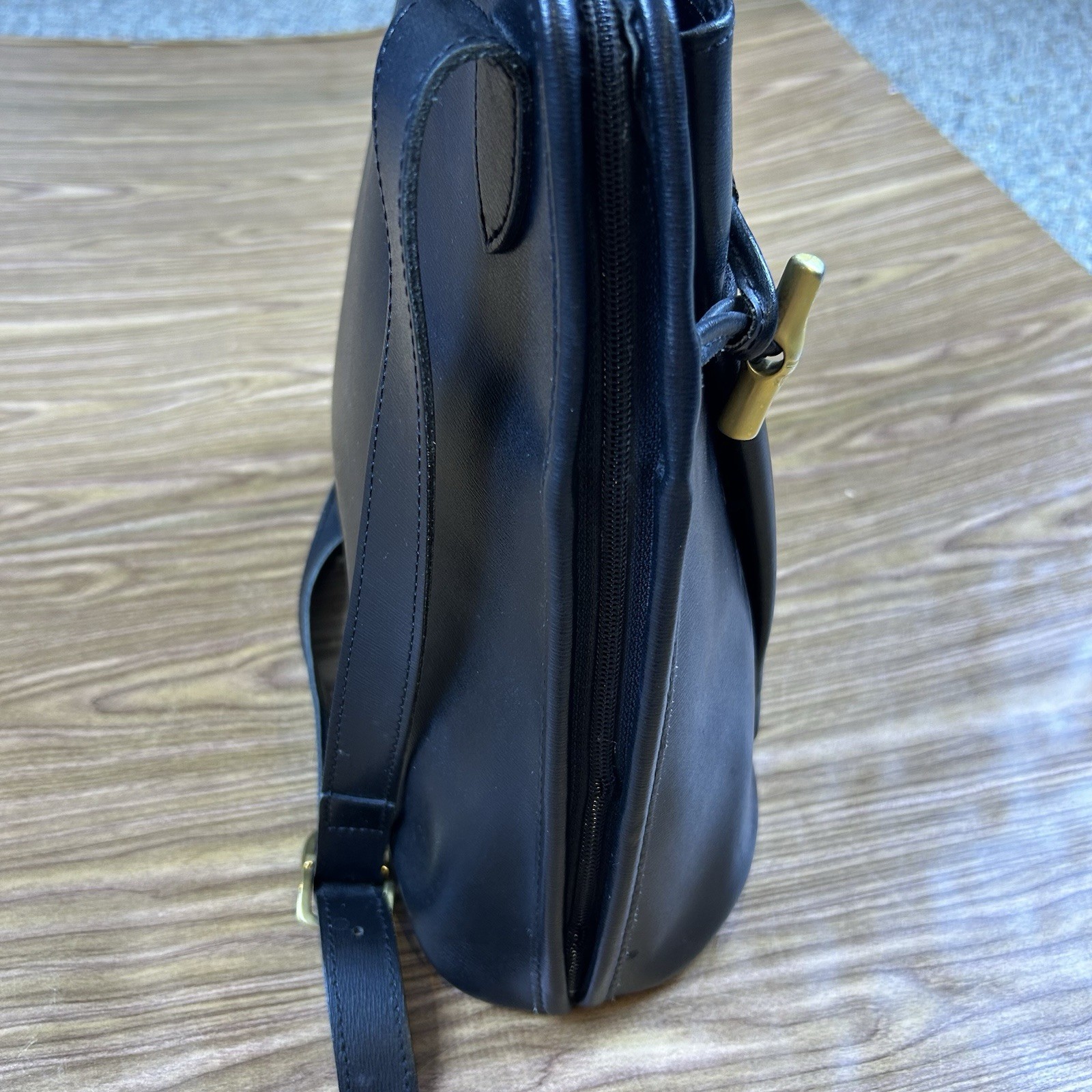 Vintage Longchamp Black Roseau Bucket Shoulder Bag Adjustable Strap Toggle image 6
