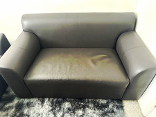 Grey Faux Leather 2 Seater Sofa Couch 150cm L x 85cm W x 80cm H