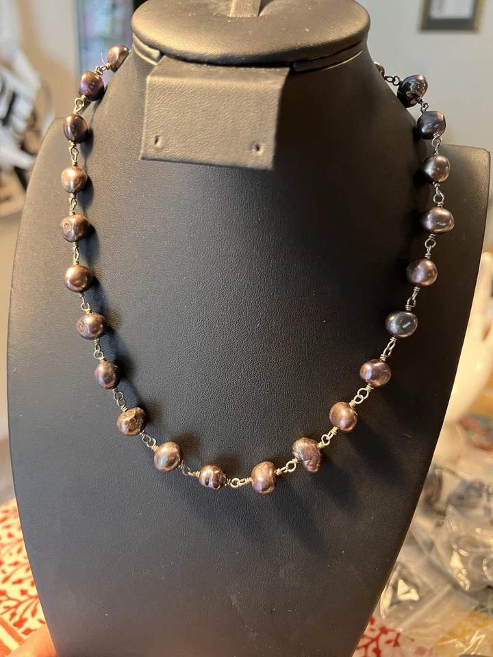 Collar ajustable de perlas y ley 16-18 pulgadas Foto 2 de 4