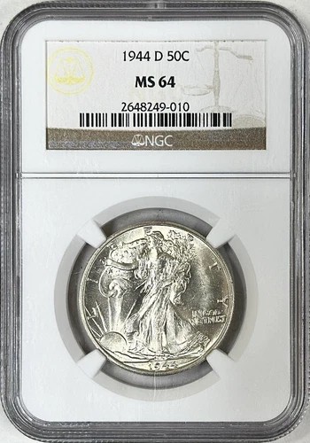 1944 D WALKING LIBERTY HALF DOLLAR NGC MS64