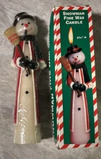 Vintage Snowman Fine Wax Candle 9.75” x 2”  Winter Holiday NOS Christmas In Box