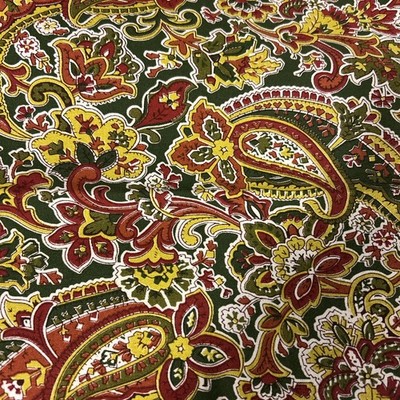 APRIL CORNELL Placemats SET OF 8 NEW Red Green Gold Paisley Floral  14x18 