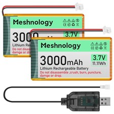 2x 3.7v 3000mah Lipo Battery Ph2.0 With Charger For Electronic Meshtastic Device