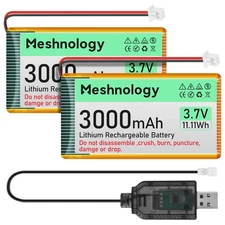 2x 3.7v 3000mah Lipo Battery Ph2.0 With Charger For Electronic Meshtastic Device