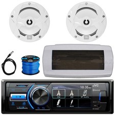JVC KD-X560BT Single-DIN Boat Receiver W/White Cover, 2x 6.5" 225W Max Speakers