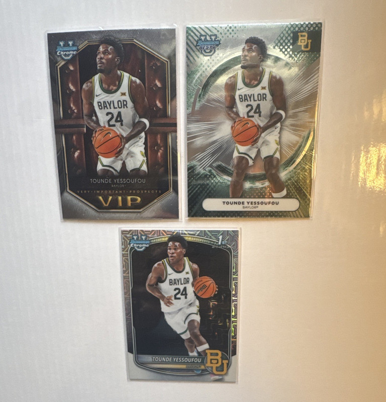 Tounde Yessoufou Bowman U Chrome VIP Best 1st 3 Card Lot Baylor 2025-26