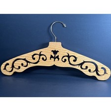 Vtg Carved Tulip Wooden Clothes Hanger Artist Signed Decorative