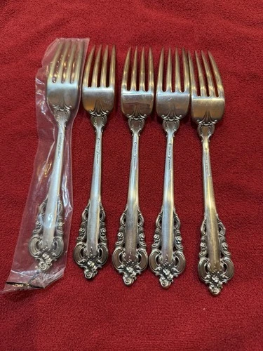 Wallace Grande Baroque 7.5” Forks. Five (5) Forks Included, One Of Which Is New!