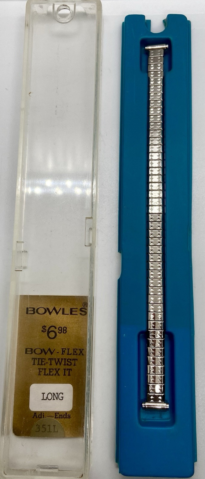 New VTG  BOWFLEX Watch Band Silver Glossy Fits 8-10mm Lugs 5-3/4” Long Expansion