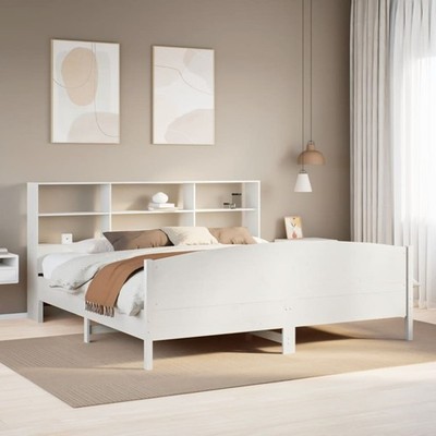 Massivholzbett Bett Holzbett Bettgestell mit Regal ohne Matratze Kiefer vidaXL