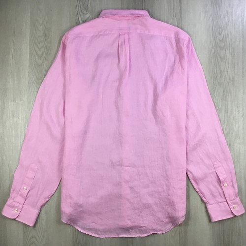 Polo Ralph Lauren Mens Shirt 2XL Long Sleeve Button Up Linen Pink Casual Summer - Picture 3 of 10