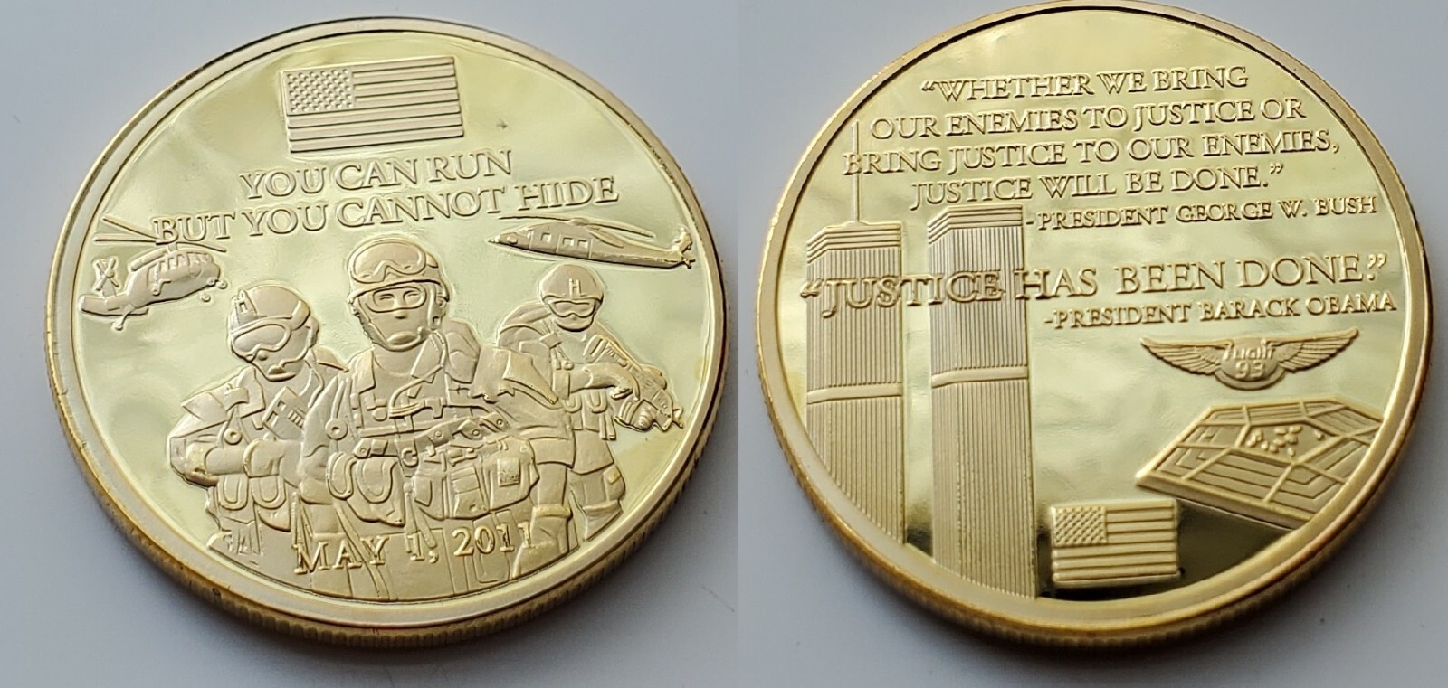 911 Gold Coin You Can Run Special Forces Helicopter New York Washington Old USA