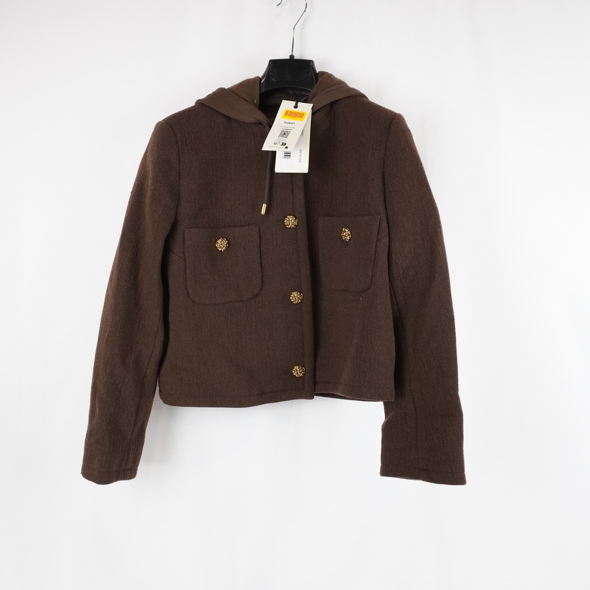 ba&sh Merry Hooded Cropped Wool Blend Jacket In Brown & Gold - Women's Size 2/M