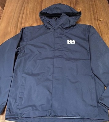 Men's Helly Hansen Seven J Rain Jacket NAVY Sz Small EUC