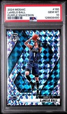 LaMelo Ball 2024-25 Panini Mosaic Mosaic Purple Snakeskin #190 CHA! 18/24 PSA 10
