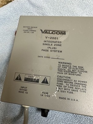 Valcom V-2001 Integrated Single Zone Page System Pre owned working order
