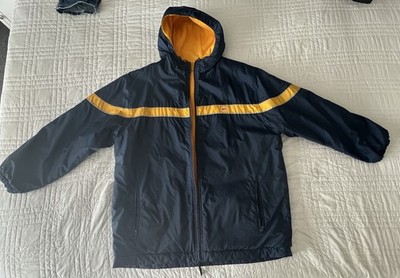 Nike Coat Men s Large/XL Blue Yellow Insulated Padded Reversible Fleece Vintage